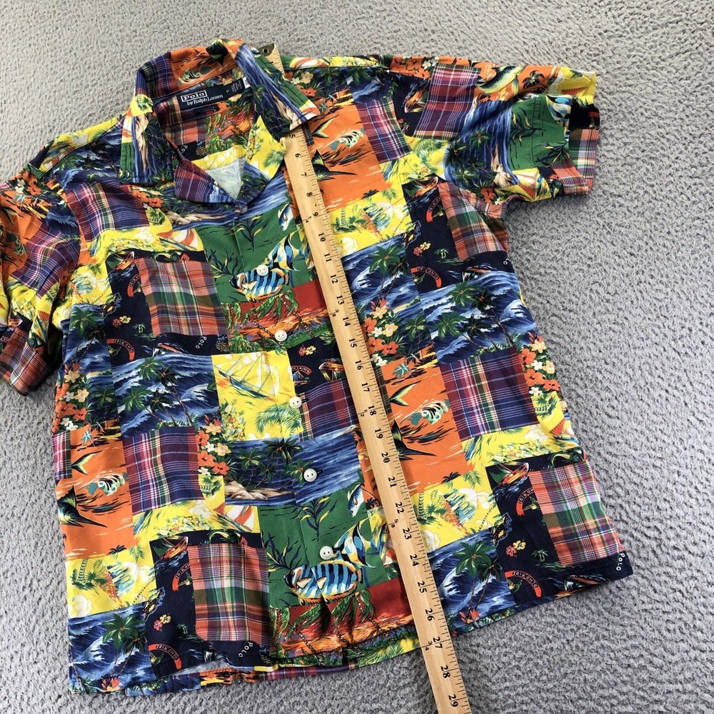 Polo Ralph Lauren Shirt MensMedium Camp Patchwork Classic Fit Loop Collar Resort - Picture 15 of 16